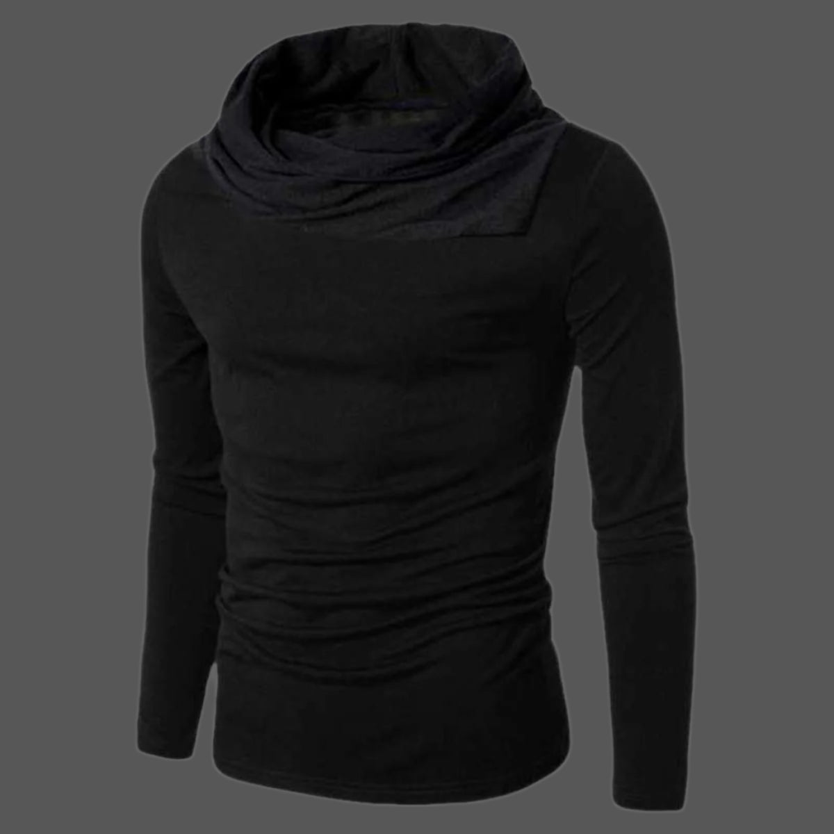 Men's Black & Red Slim Fit Hoodie with Asymmetric Zipper