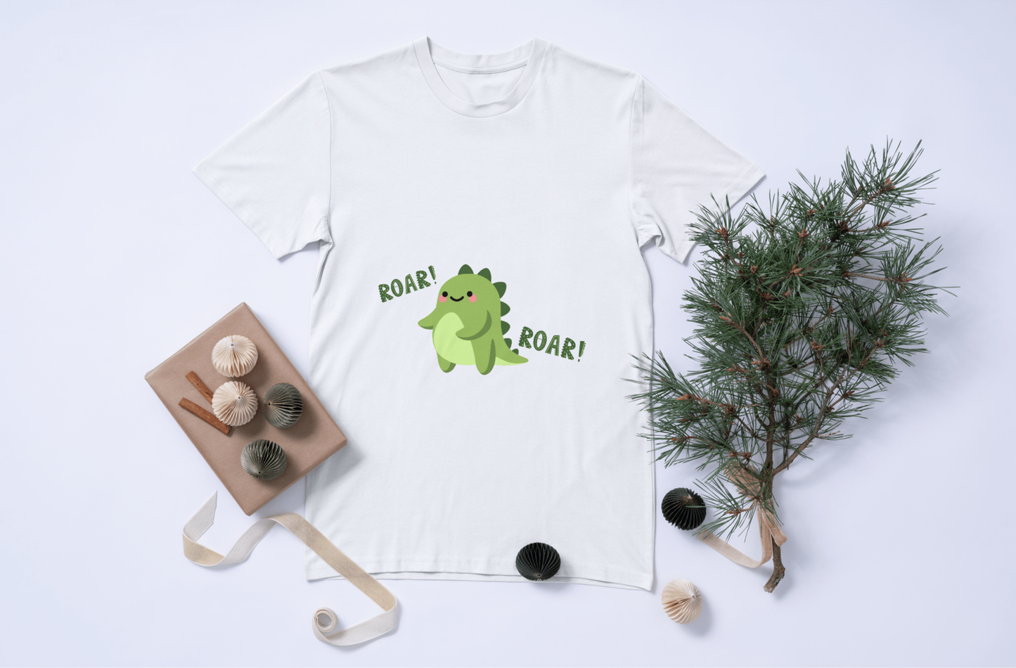Women's Crop Top – Cute Green Dinosaur "ROAR!" Print