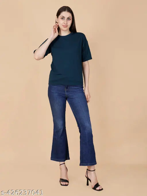 Green Oversized T-Shirts for Women & Girls | Stylish Women's T-Shirts | Printed Tops & Half Sleeve T-Shirts for Women & Girls | Casual & Comfortable Fit | Women T-shirt